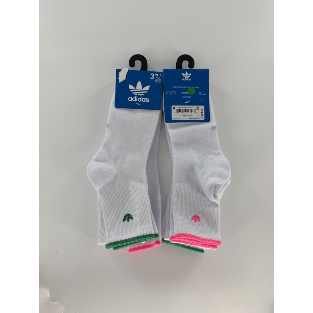 Adidas Luna High Quarter Socks Size Large 6 Pairs New Womens 10-13 Mens 8-12 - Picture 3 of 4